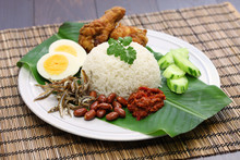 Nasi Lemak, Coconut Milk Rice, Malaysian Cuisine