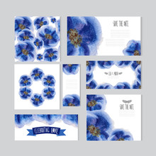 Watercolor Floral Cards Set