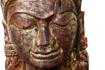 Wall Mural - Face of wood carving