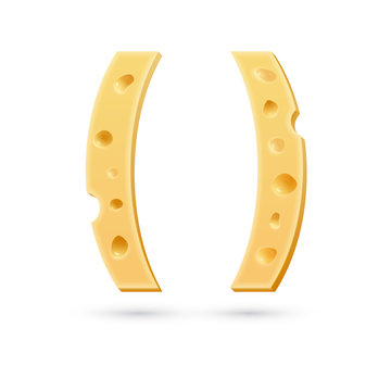 Cheese brackets mark. Symbol isolated on white.
