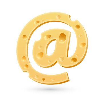 Cheese e-mail mark. Symbol isolated on white.