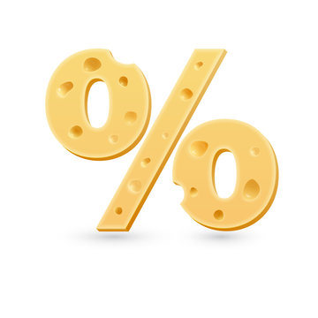Cheese percent mark. Symbol isolated on white.