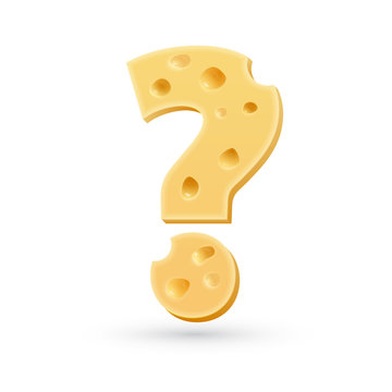 Cheese question mark. Symbol isolated on white.