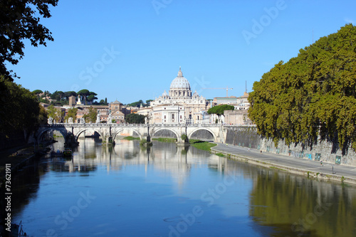 Saint Angel Bridge and St Peter's Cathedral плакат