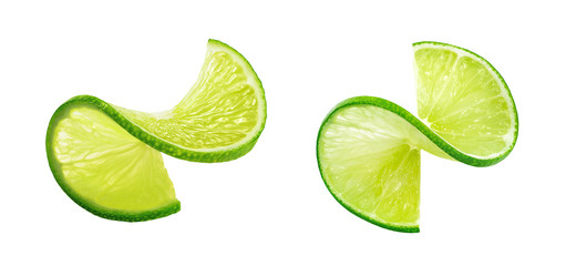 Wall Mural - LIme slice twist isolated on white background