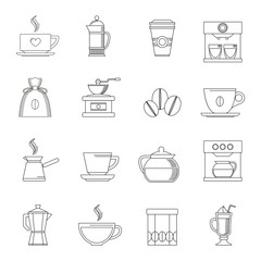 Sticker - Coffee icons outline