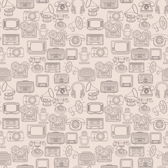 Wall Mural - Retro media seamless pattern