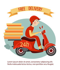 Wall Mural - Scooter delivery poster