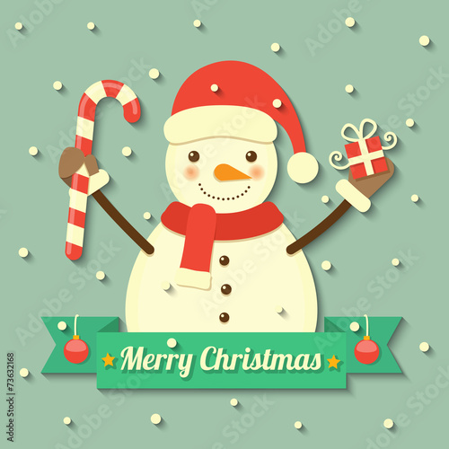 Christmas snowman background Poster Mural XXL