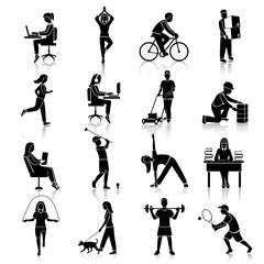 Wall Mural - Physical activity icons black