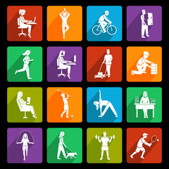 Canvas Print - Physical activity icons flat