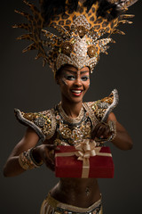 Beautiful african woman wearing carnival dress