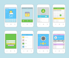 Wall Mural - mobile ui design flat line