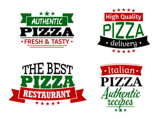 Wall Mural - Pizza labels and banners set