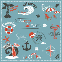 Wall Mural - Summer retro emblems