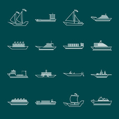 Sticker - Ship and boats icons set outline