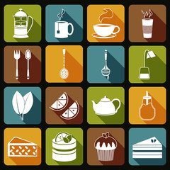 Poster - Tea Icons Set Flat