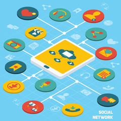 Canvas Print - Social network isometric