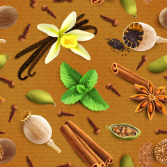 Wall Mural - Spices seamless pattern