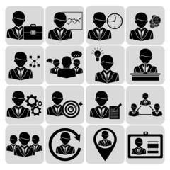 Sticker - Business and management icons black