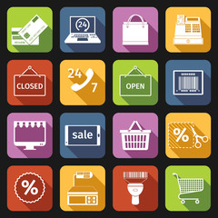 Sticker - E-commerce icons set flat