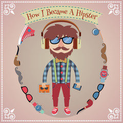 Sticker - Hipster boy poster