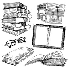 Canvas Print - Set of books sketch