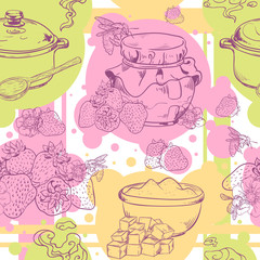 Poster - Strawberry jam seamless pattern