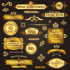 Wall Mural - Vintage design elements golden