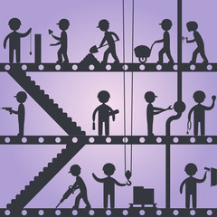 Wall Mural - Construction worker silhouettes