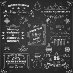 Canvas Print - Christmas labels chalkboard set