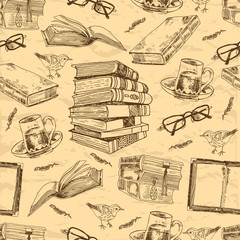 Sticker - Vintage books seamless pattern