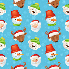 Canvas Print - Christmas characters seamless pattern