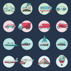 Poster - Transport icons round set