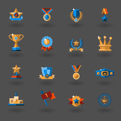 Poster - Award flat icons set