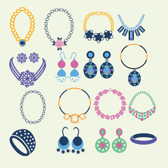 Set of jewelry icons - Illustration