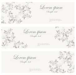 Poster - Floral banners vector retro style.