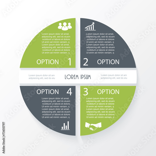 Business concept design with circle 4 segments. Infographic Poster