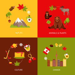 Canvas Print - Canada flat icons set