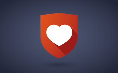 Wall Mural - Long shadow shield icon with a heart