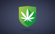 © jpgon - Long shadow shield icon with a marijuana leaf