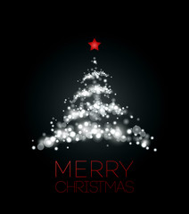 Shiny Christmas tree  in black poster