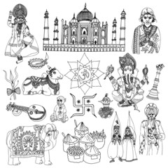 Canvas Print - India sketch set