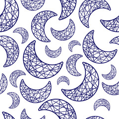 Wall Mural - eamless pattern crescent of threads in the night sky