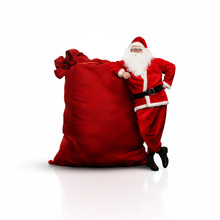 Santa With Huge Sack Isolated On White