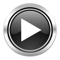 Poster - play icon, black chrome button