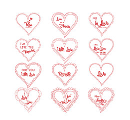 Wall Mural - valentine's greeting in hearts doodle frame set