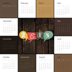 Poster - Calendar 2015 Retro Styled. Square composition