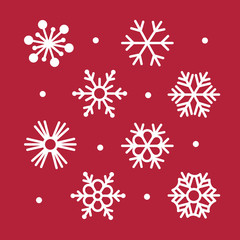 Aufkleber - Simple Snowflakes Collection on Red