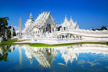 Wat Rong Khun Or White Temple, Landmark In Chiang Rai, Thailand.